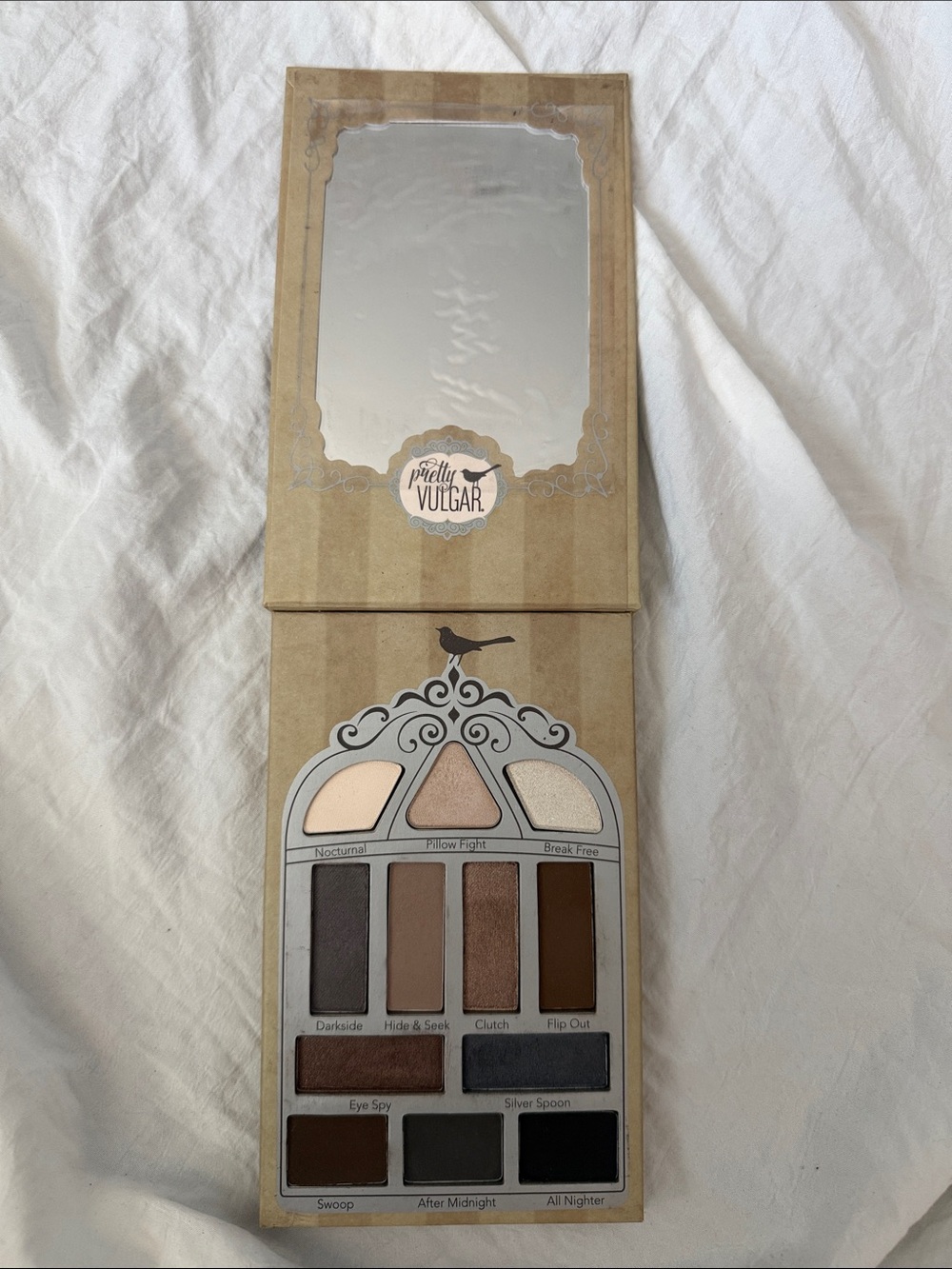 Pretty Vulgar Nightingale Eyeshadow Palette - Brown & Cream with Silver Accents
